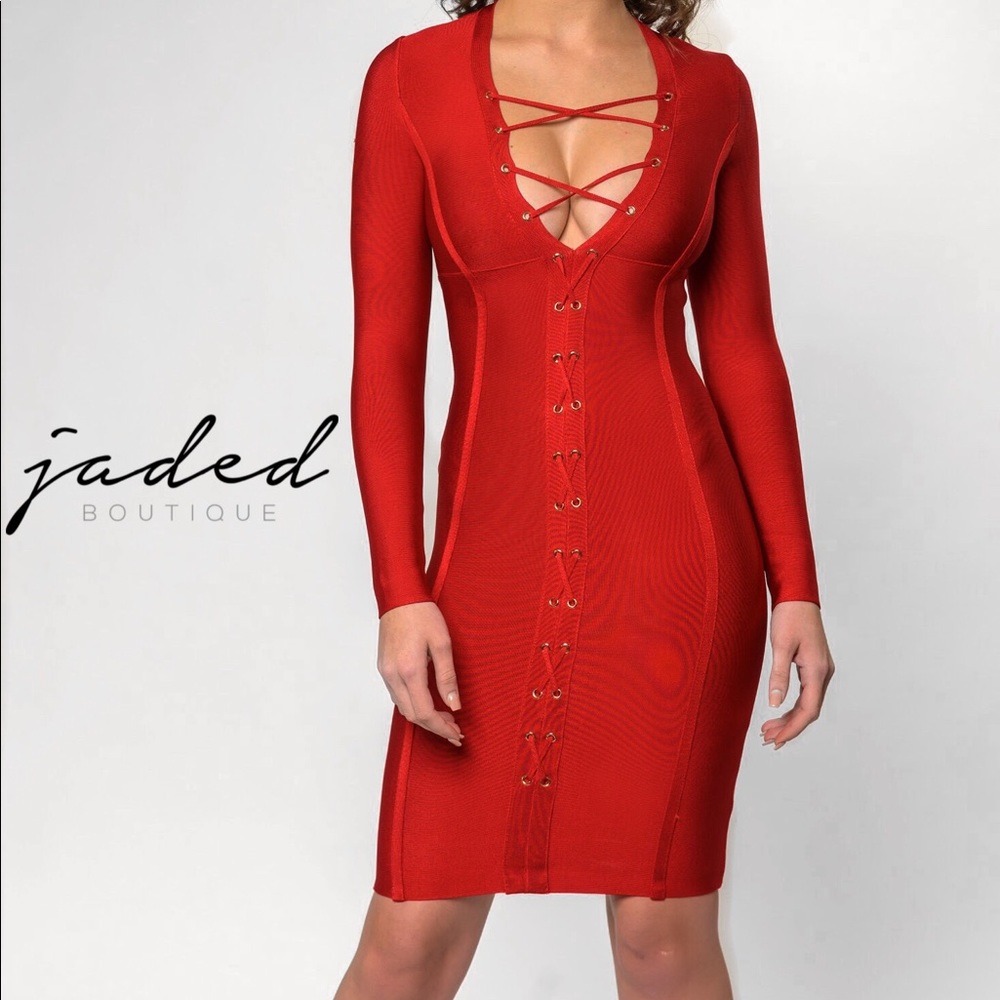 RED LONG SLEEVE DRESS